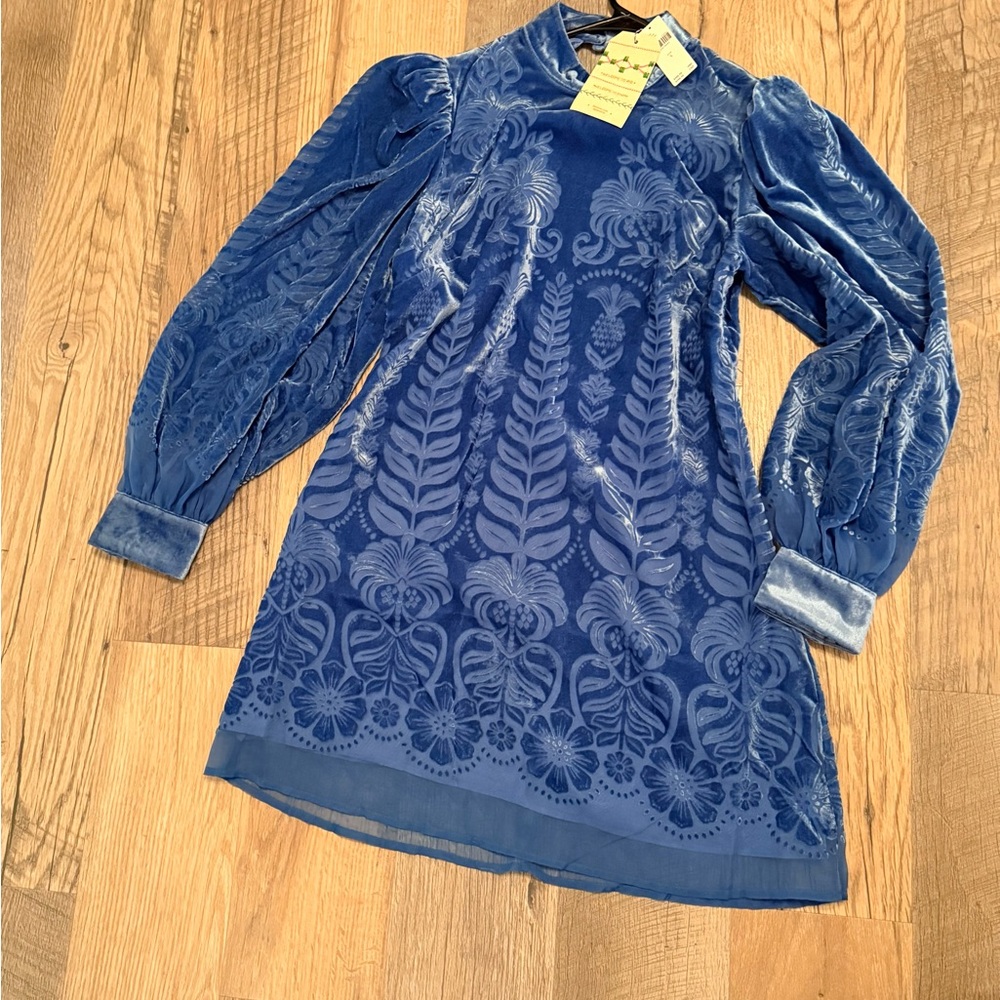 FARM Rio Blue Velvet Backless Dress - Picture 7 of 11